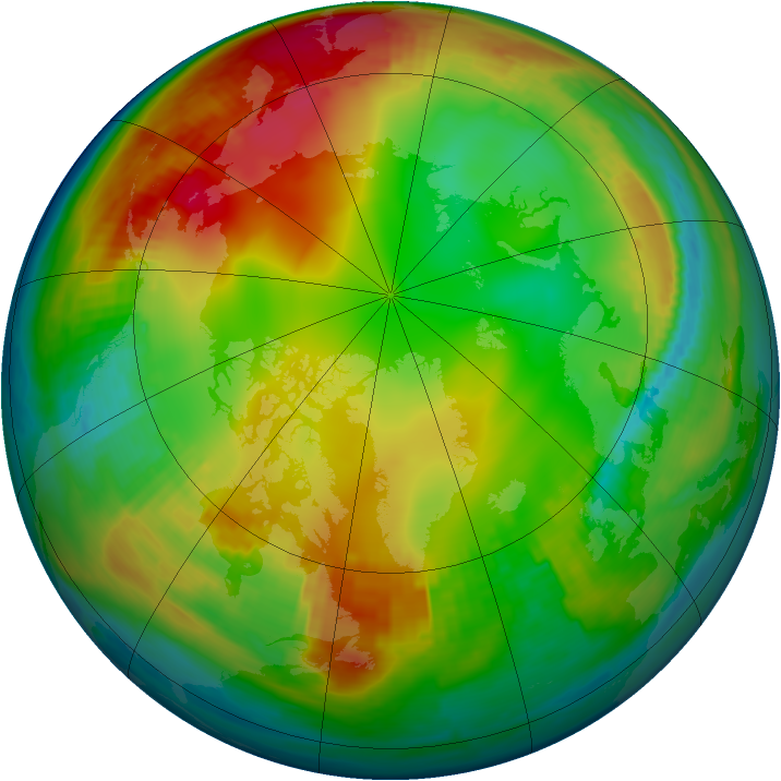 Arctic ozone map for 18 January 2001